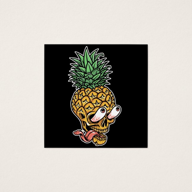 Cartes De Visite illustration du crâne d'ananas cool (Devant)