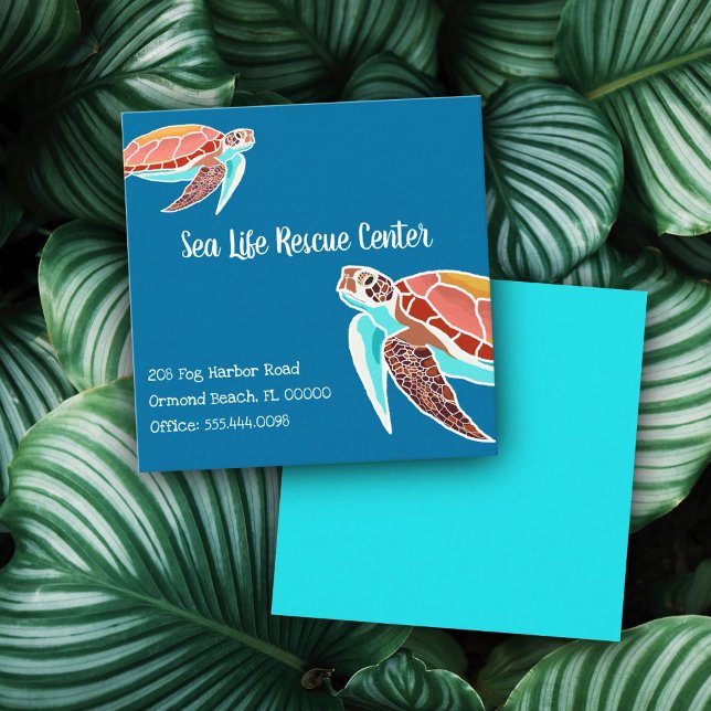 Cartes de visite illustrées de tortues marines (Créateur téléchargé)