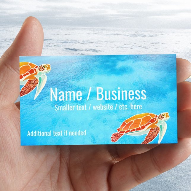 Cartes de visite illustrées de tortues marines (Créateur téléchargé)