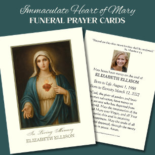 Cartes De Visite Immaculé Coeur Marie Funérailles Prière catholique