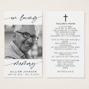 Cartes De Visite In Love Memory Modern Script Photo Prière