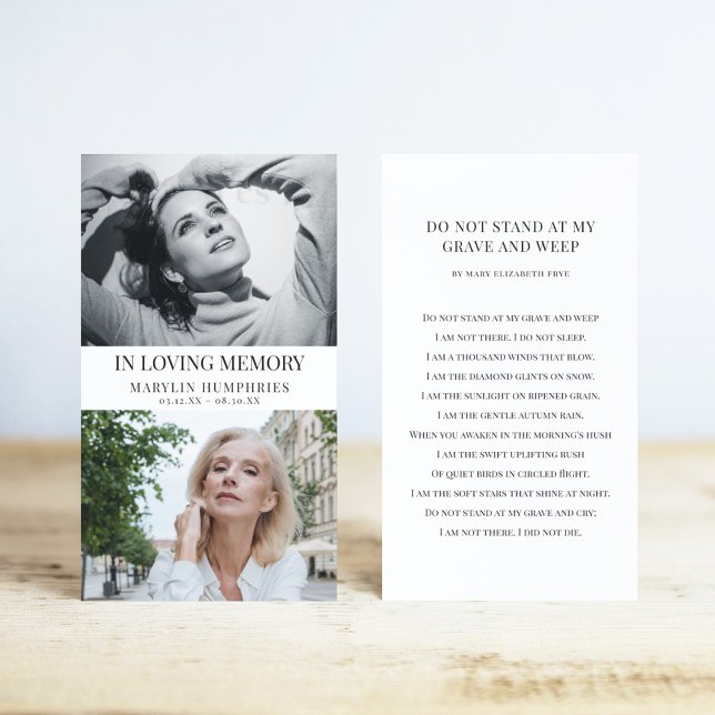 Cartes De Visite In Loving Memory Before & After Prayer Card (Créateur téléchargé)