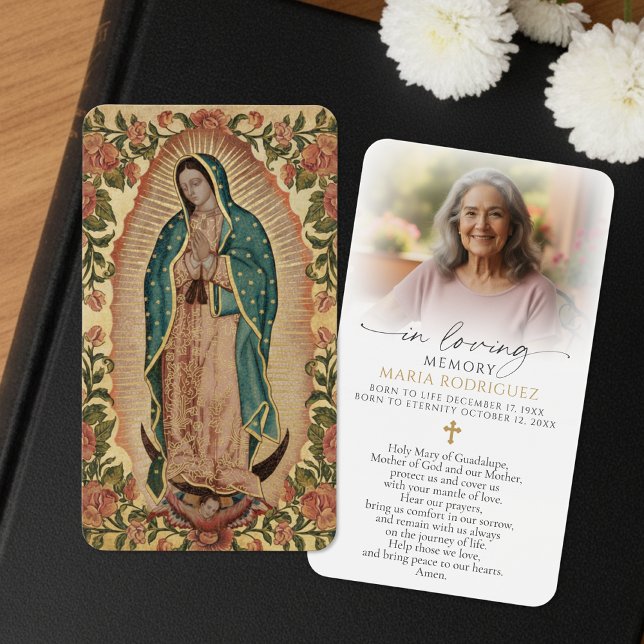 Cartes De Visite In Loving Memory Our Lady of Guadalupe Prayer Card (Créateur téléchargé)