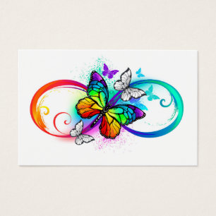 Cartes De Visite Infini lumineux avec papillon arc-en-ciel
