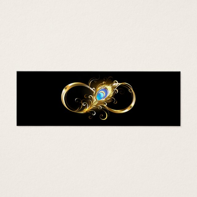 Cartes De Visite Infinité avec plume de paon doré (Devant)