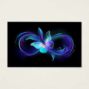 Cartes De Visite Infinité brillante avec papillon magique