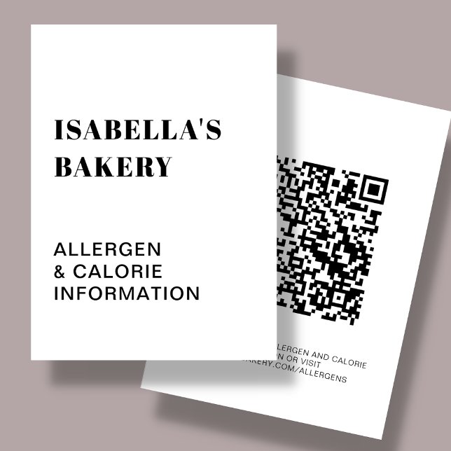Cartes De Visite Information sur les calories des allergies aliment (Créateur téléchargé)
