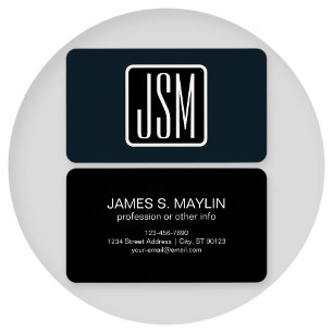 Cartes De Visite Initiales Monogrammées Modernes Noir & Blanc