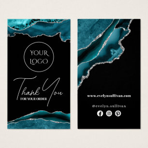 Cartes De Visite Insérez le paquet d'agate turquoise et argent