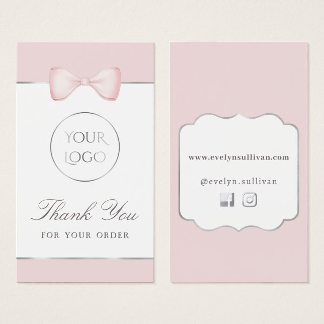 Cartes De Visite Insertion de l'emballage de l'arc rose Coquette (Devant & derrière)