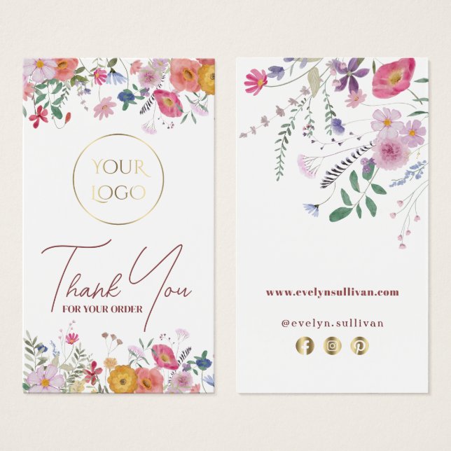 Cartes De Visite Insertion de package fleur sauvage frais (Devant & derrière)