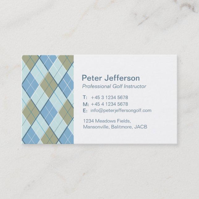 Cartes de visite instructeur de golf motif marron  (Devant)