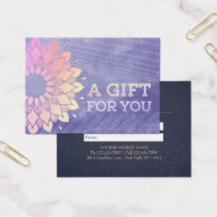 Cartes De Visite Instructeur de Yoga violet Rose Gold Mandala