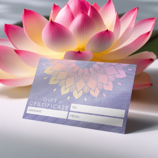 Cartes De Visite Instructeur de Yoga violet Rose Gold Mandala (Créateur téléchargé)