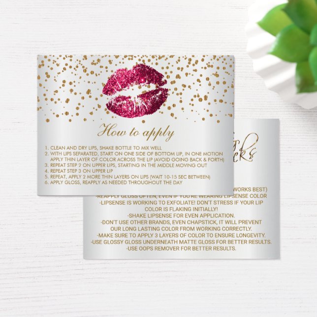 Cartes De Visite Instructions d'application des lèvres à Parties sc (Bureau)