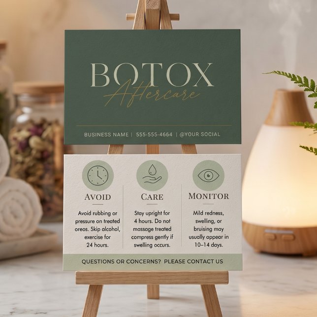 Cartes De Visite Instructions de post-traitement Botox Green Minima (Créateur téléchargé)