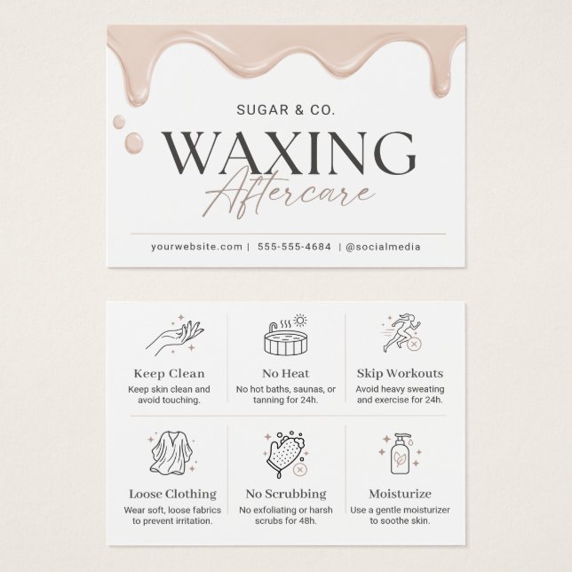 Cartes De Visite Instructions de soins après épilation rose minimal (Devant & derrière)