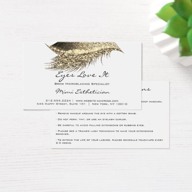Cartes De Visite Instructions de soins postérieurs Lashes Maquillag (Bureau)