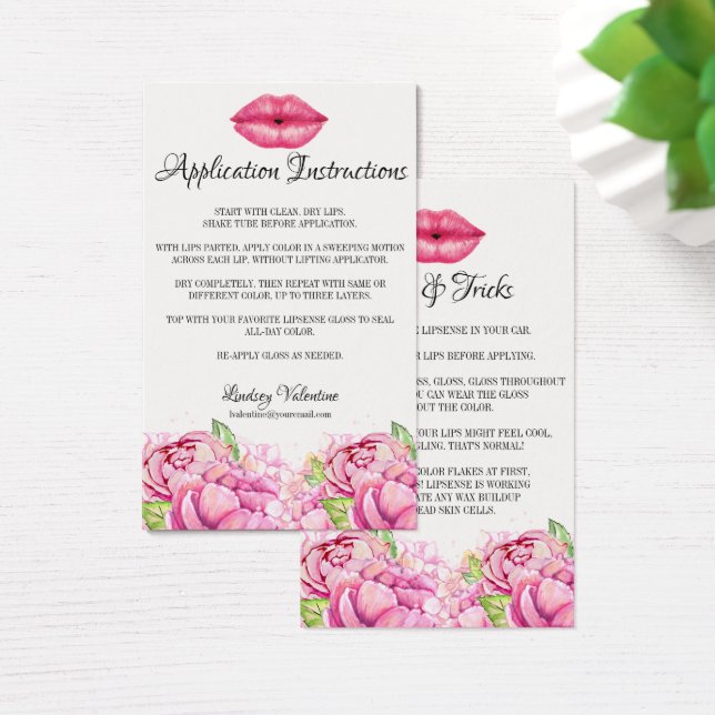 Cartes De Visite Instructions et conseils pour l'application Lips e (Bureau)