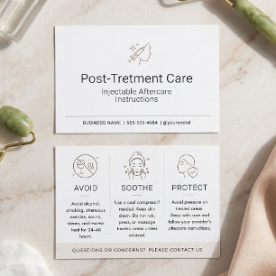 Cartes De Visite Instructions minimales de soins après injection po