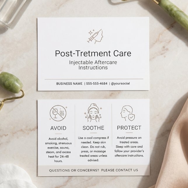 Cartes De Visite Instructions minimales de soins après injection po (Créateur téléchargé)