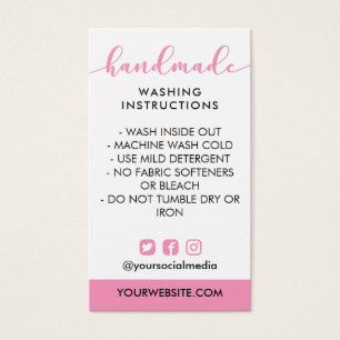 Cartes De Visite Instructions pour le lavage à la main rose médias 