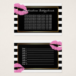 Cartes De Visite Instructions roses d'application de lèvres de