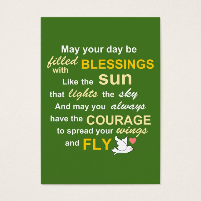 Cartes De Visite Irish Blessing for Courage - Typographie en vert (Devant)