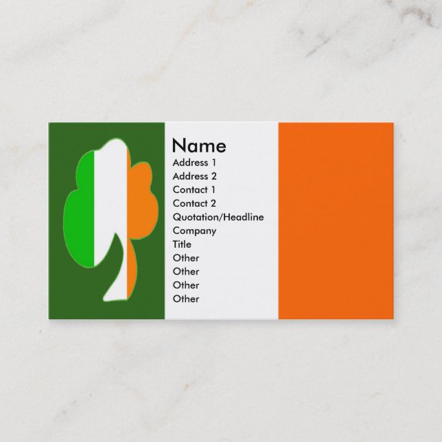 Cartes de visite irlandais de shamrock de drapeau (Devant)