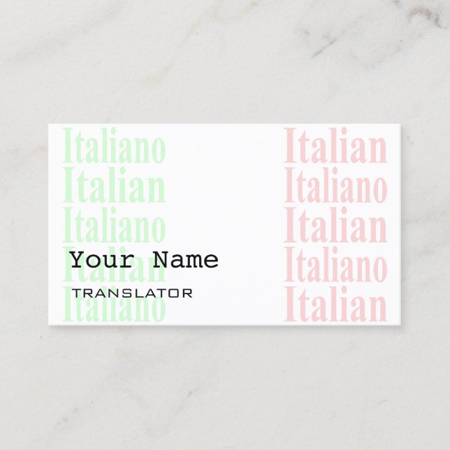Cartes de visite italiens de traducteur ou (Devant)
