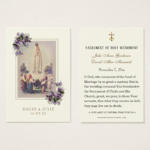 Cartes De Visite Ivory et Or Prière de Mariage Catholique Fatima