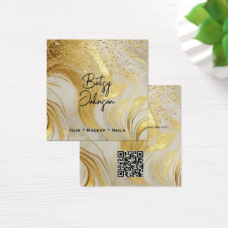 Cartes De Visite Ivory Marble and Gold Glitter Salon Business Card