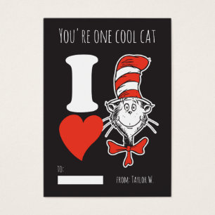 Cartes De Visite J'adore le Chat dans le Chapeau