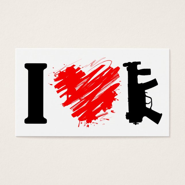 Cartes De Visite J'aime les armes à feu (Devant)