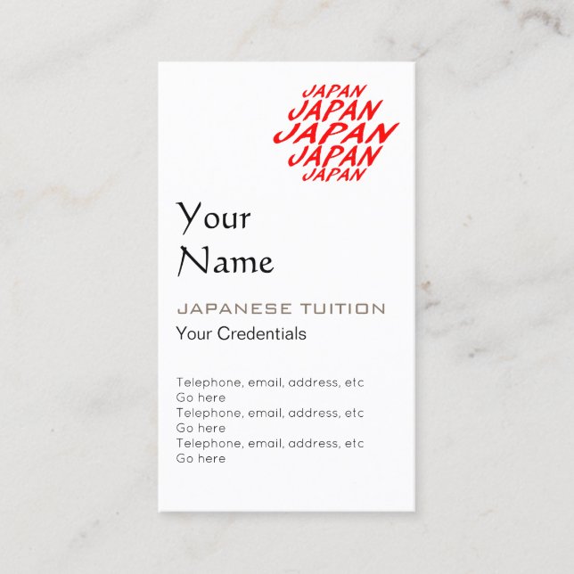 Cartes de visite japonais de rendez-vous de tuteur (Devant)