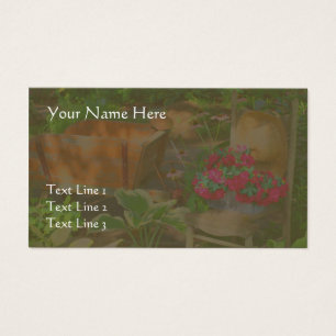 Cartes De Visite Jardin Fleur Écorce Et Chaise
