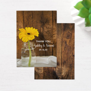 Cartes De Visite Jaune Daisy dans Mason Jar Barn Wedding Favor Tags