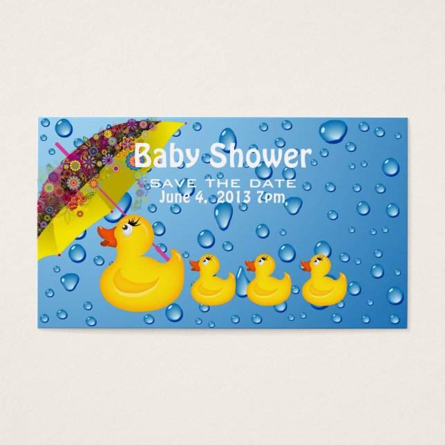 Cartes De Visite Jaune Duckie Enregistrer le Baby shower Date (Devant)