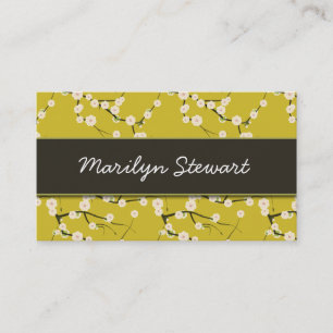 Cartes de visite jaunes de fleurs de cerisier