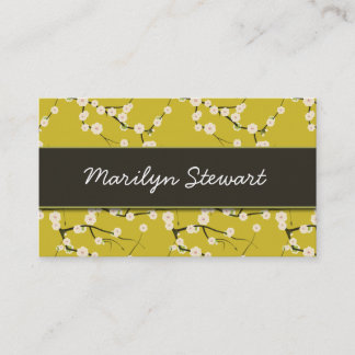 Cartes de visite jaunes de fleurs de cerisier