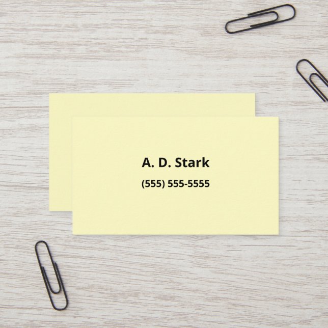 Cartes de visite Jaunes Solides (Devant/Arrière en situation)