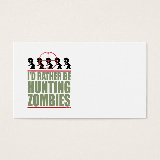 Cartes De Visite Je préfère chasser des zombies (Devant)