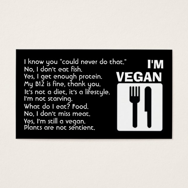 Cartes De Visite Je suis Vegan : Réponses (Devant)
