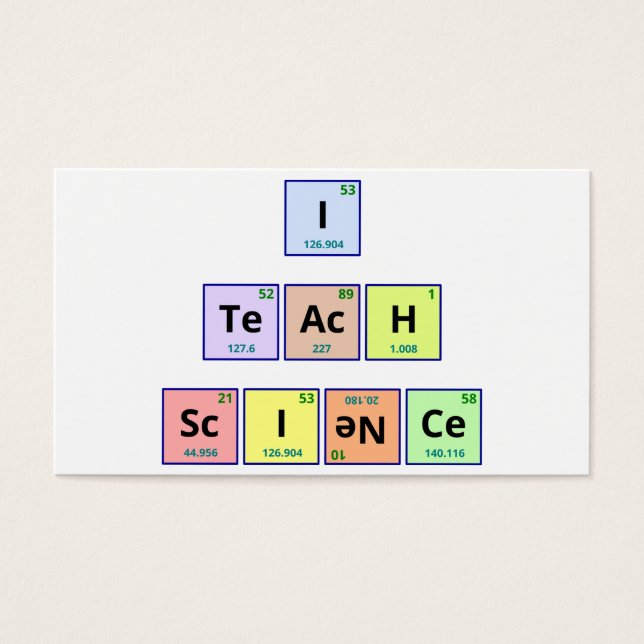 Cartes De Visite J'Enseigne la science (Devant)