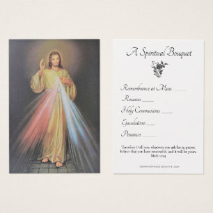 Cartes De Visite Jésus Divin Miséricorde Spirituelle Bouquet Prière