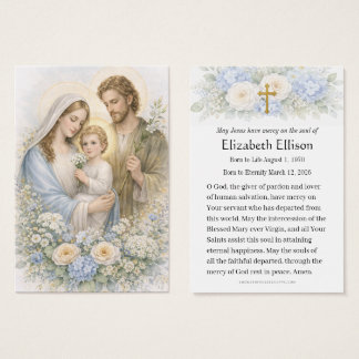 Cartes De Visite Jesus Mary Joseph Memorial Keepsake
