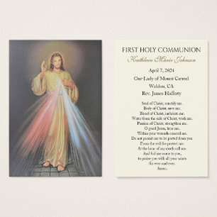 Cartes De Visite Jésus Miséricorde divine Première communion Souven