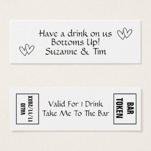 Cartes De Visite Jeton de boisson - Buvez un verre sur nous! Mariag