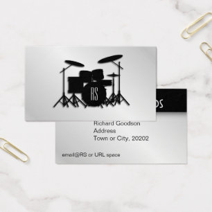 Cartes De Visite Jeu de tambour Monogramme Argent