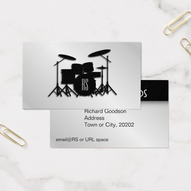 Cartes De Visite Jeu de tambour Monogramme Argent (Bureau)